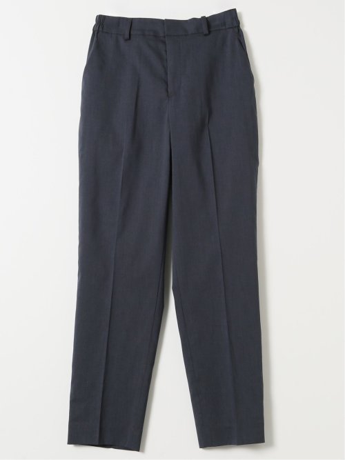 ストレッチ ウォッシャブル リネン混 テーパード パンツ 紺(セットアップ可能)