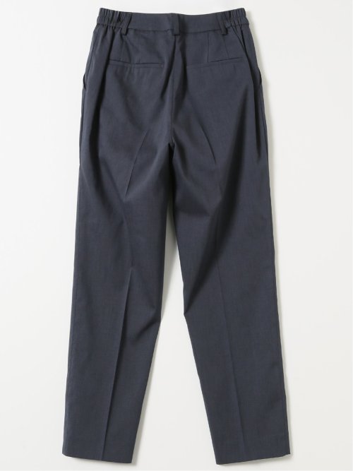 ストレッチ ウォッシャブル リネン混 テーパード パンツ 紺(セットアップ可能)