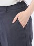 ストレッチ ウォッシャブル リネン混 テーパード パンツ 紺(セットアップ可能)