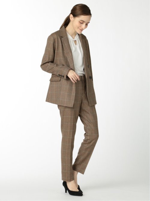 ツムギート テーパードパンツ チェック茶(セットアップ可能)