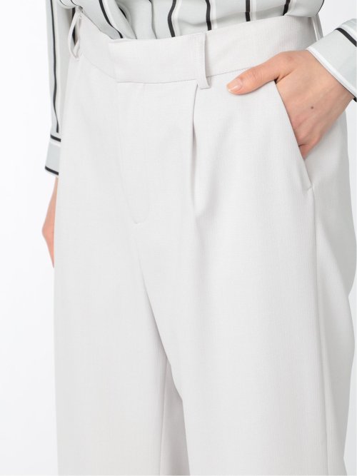 麻調合繊 ワイドパンツ ライトグレー(セットアップ可能)