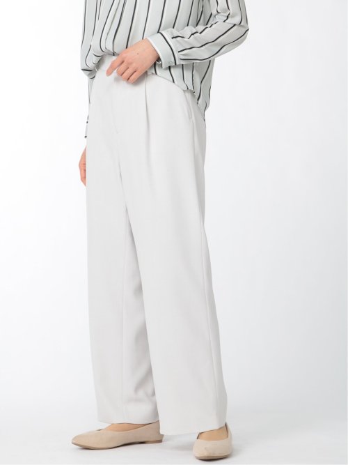 麻調合繊 ワイドパンツ ライトグレー(セットアップ可能)