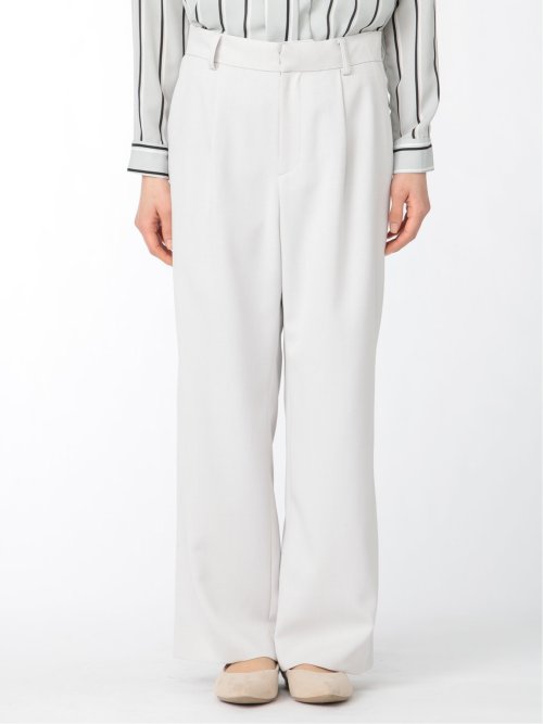 麻調合繊 ワイドパンツ ライトグレー(セットアップ可能)