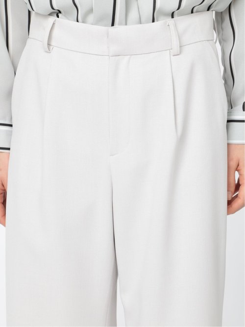 麻調合繊 ワイドパンツ ライトグレー(セットアップ可能)