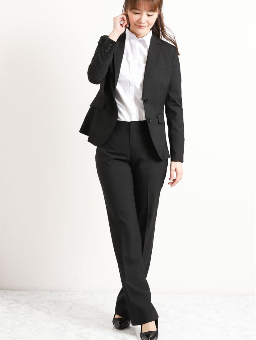 ストレッチウォッシャブル ウール混セットアップ ストレートパンツ 黒無地 S 05黒 パンツ Taka Q Online Shop タカキューオンラインショップ 公式通販