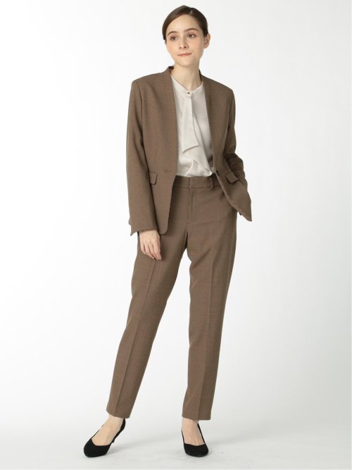 ガンクラブチェック テーパードパンツ 茶(セットアップ可能)