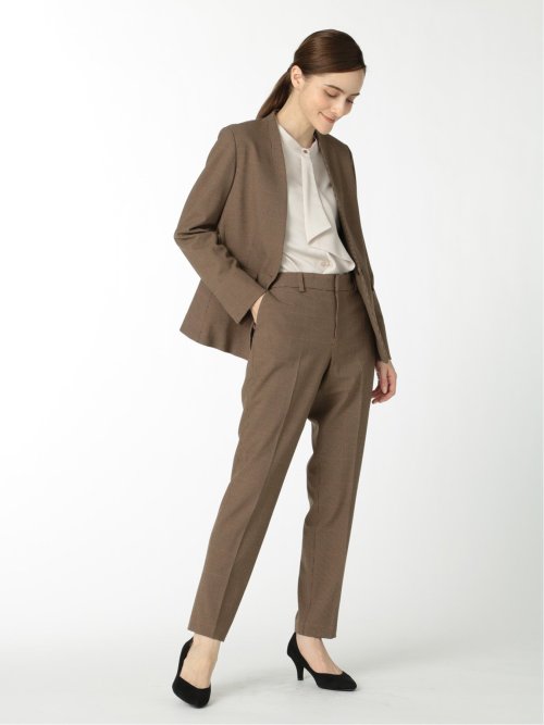 ガンクラブチェック テーパードパンツ 茶(セットアップ可能)