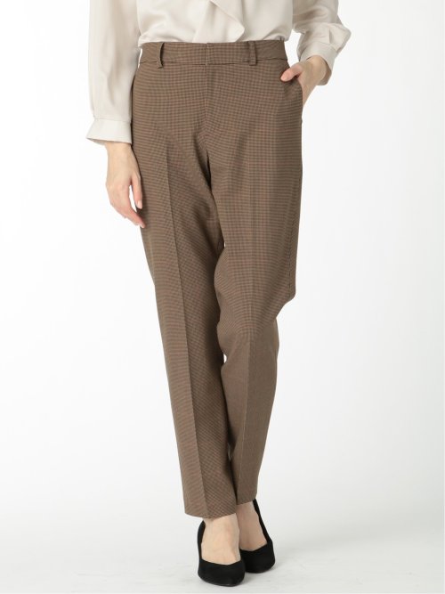 ガンクラブチェック テーパードパンツ 茶(セットアップ可能)