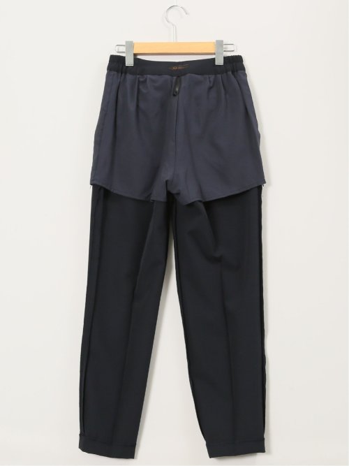 ストレッチウォッシャブル ダブルクロス テーパードパンツ 紺(セットアップ可能)
