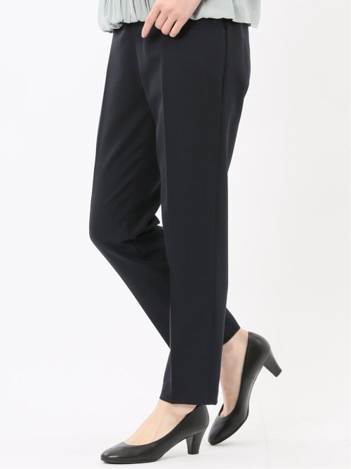 ストレッチウォッシャブル ダブルクロス テーパードパンツ 紺(セットアップ可能)