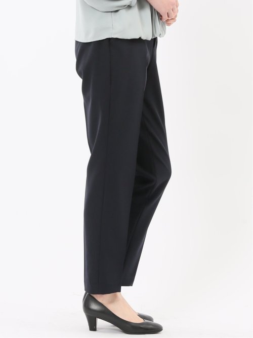 ストレッチウォッシャブル ダブルクロス テーパードパンツ 紺(セットアップ可能)