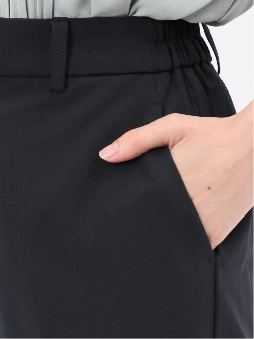 ストレッチウォッシャブル ダブルクロス テーパードパンツ 紺(セットアップ可能)