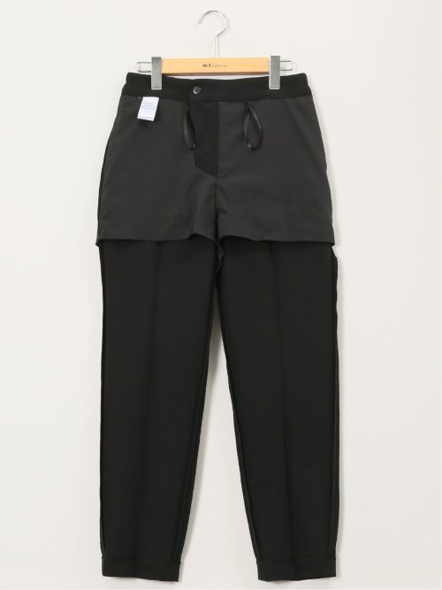 ストレッチウォッシャブル ダブルクロス テーパードパンツ 黒(セットアップ可能)