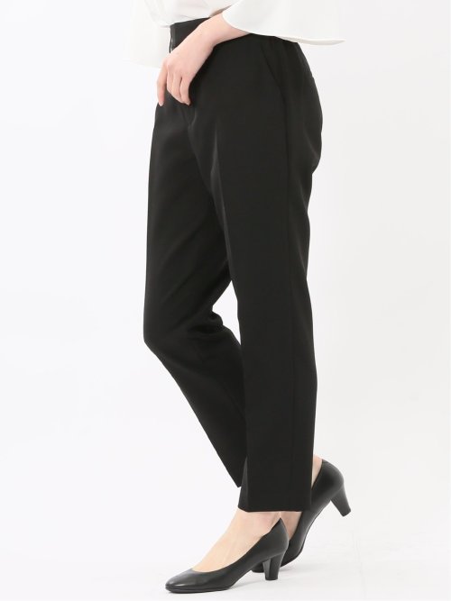 ストレッチウォッシャブル ダブルクロス テーパードパンツ 黒(セットアップ可能)