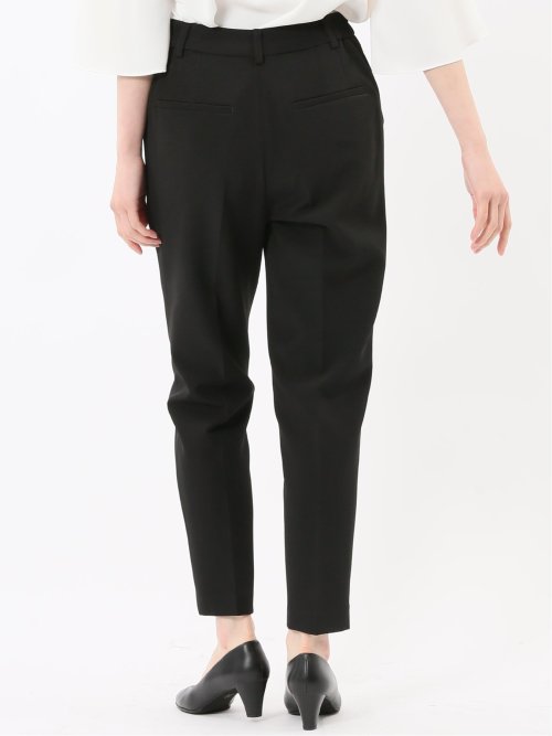 ストレッチウォッシャブル ダブルクロス テーパードパンツ 黒(セットアップ可能)