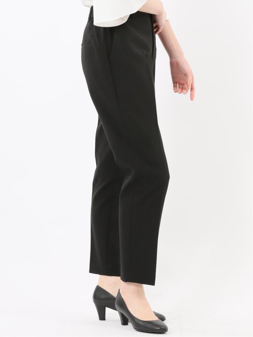 ストレッチウォッシャブル ダブルクロス テーパードパンツ 黒(セットアップ可能)