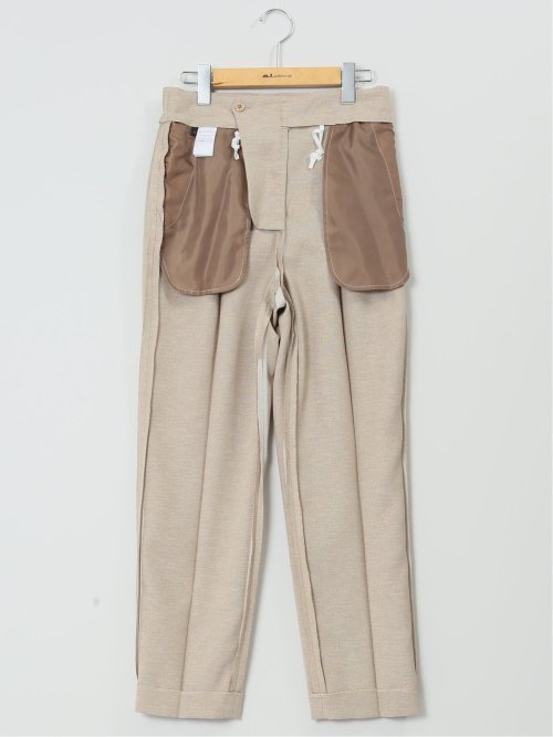 ウォッシャブル 麻調テーパードパンツ ベージュ(セットアップ可能)
