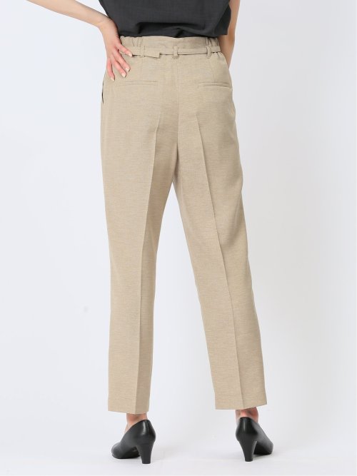 ウォッシャブル 麻調テーパードパンツ ベージュ(セットアップ可能)