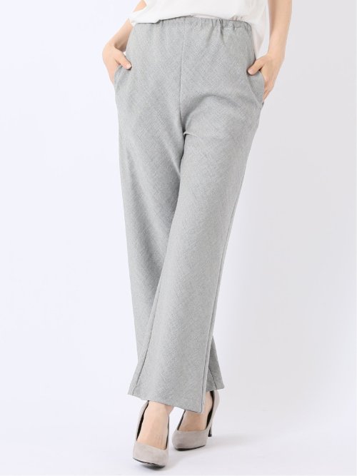 リネン調 シャーク ワイド パンツ(セットアップ可能)