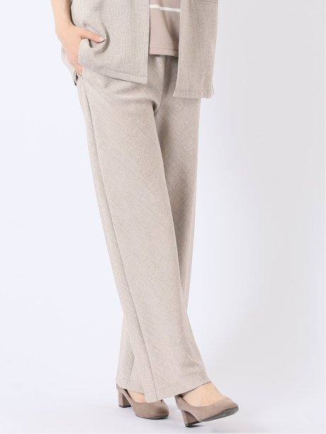 リネン調 シャーク ワイド パンツ(セットアップ可能)