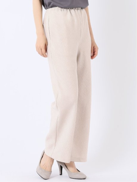 リネン調 シャーク ワイド パンツ(セットアップ可能)