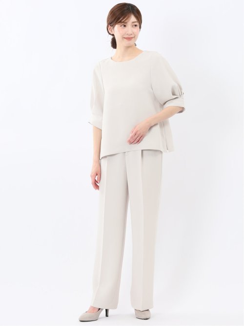 トリアセライク ワイドパンツ ライトグレー(セットアップ可能)