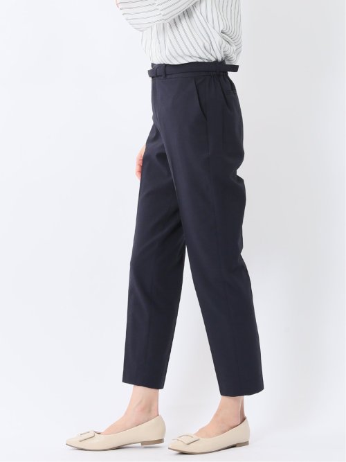 ストレッチウォッシャブル サッカー テーパードパンツ 紺(セットアップ可能)