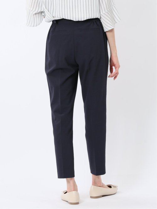 ストレッチウォッシャブル サッカー テーパードパンツ 紺(セットアップ可能)