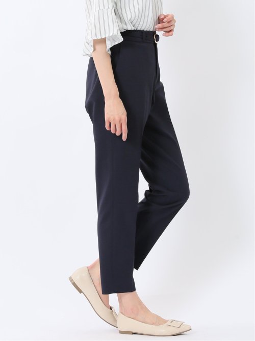 ストレッチウォッシャブル サッカー テーパードパンツ 紺(セットアップ可能)