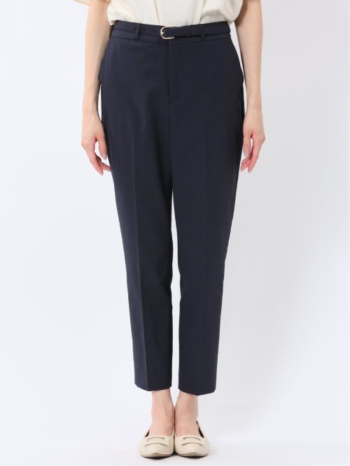 ストレッチウォッシャブル サッカー テーパードパンツ 紺(セットアップ可能)