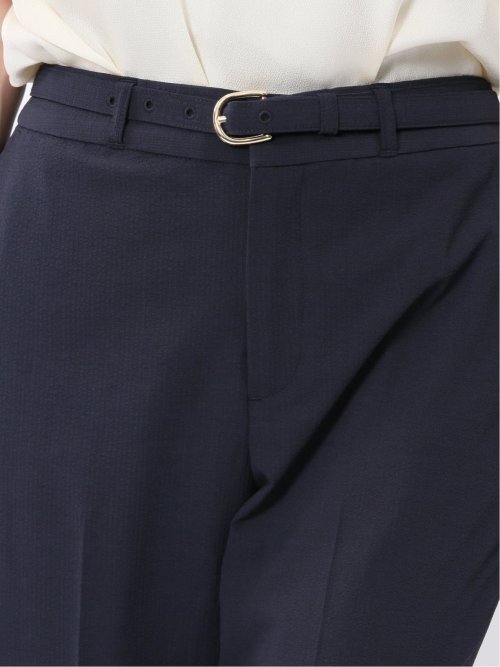 ストレッチウォッシャブル サッカー テーパードパンツ 紺(セットアップ可能)