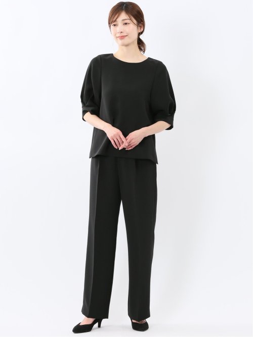 トリアセライク ワイドパンツ 黒(セットアップ可能)