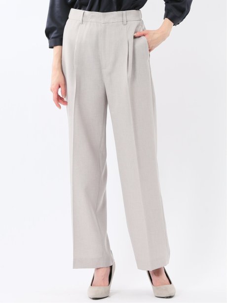 ストレッチ ウォッシャブル ワイド パンツ ライトグレー(セットアップ可能)