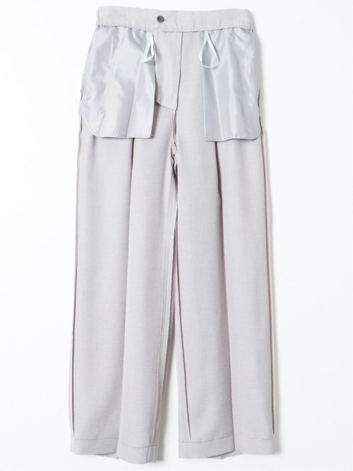 ストレッチ ウォッシャブル ワイド パンツ ライトグレー(セットアップ可能)