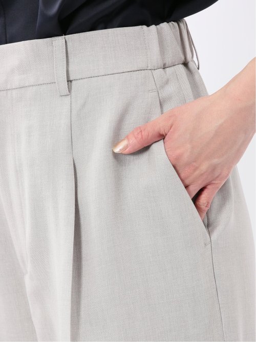 ストレッチ ウォッシャブル ワイド パンツ ライトグレー(セットアップ可能)