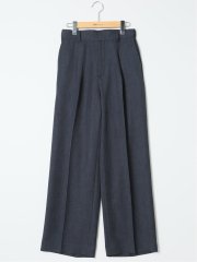 ストレッチ ウォッシャブル ワイド パンツ 紺(セットアップ可能)