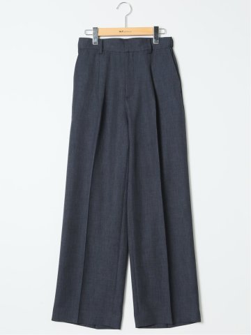 ストレッチ ウォッシャブル ワイド パンツ 紺(セットアップ可能)