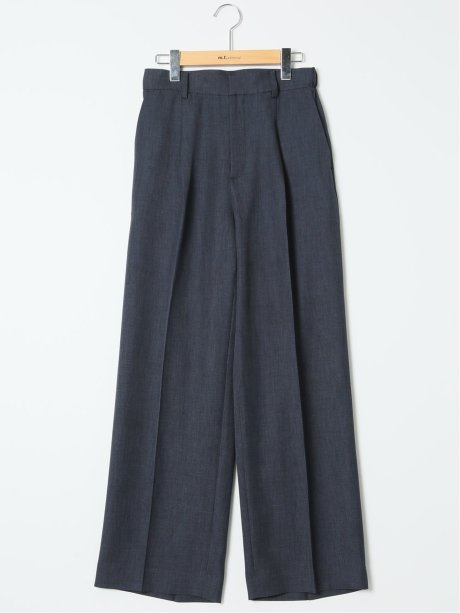 ストレッチ ウォッシャブル ワイド パンツ 紺(セットアップ可能)