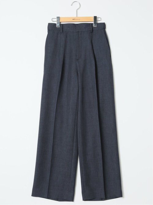 ストレッチ ウォッシャブル ワイド パンツ 紺(セットアップ可能)
