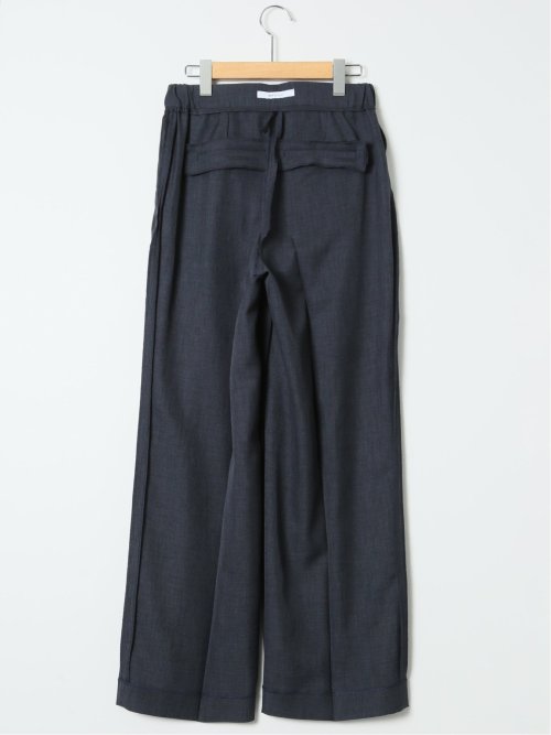 ストレッチ ウォッシャブル ワイド パンツ 紺(セットアップ可能)