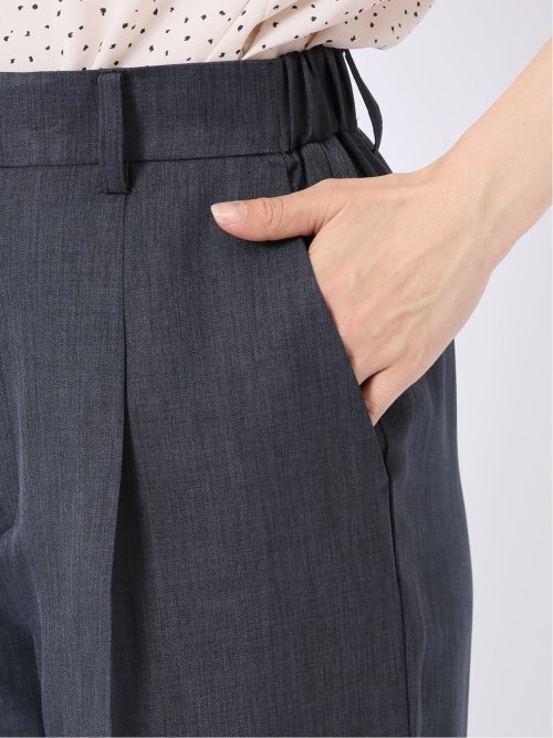 ストレッチ ウォッシャブル ワイド パンツ 紺(セットアップ可能)