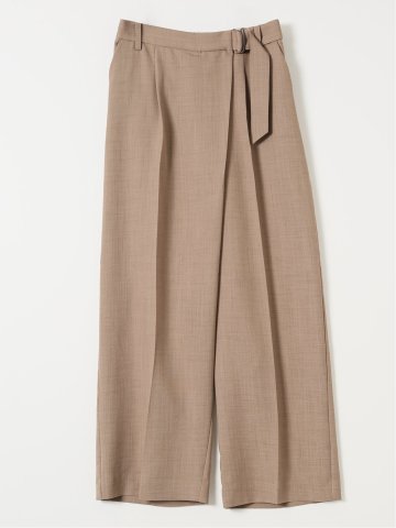 ストレッチ ウォッシャブル D管付き ラップ パンツ ベージュ