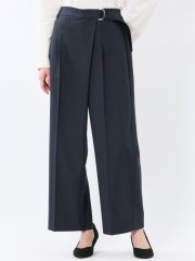 ストレッチ ウォッシャブル D管付き ラップ パンツ 紺