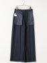 ストレッチ ウォッシャブル D管付き ラップ パンツ 紺