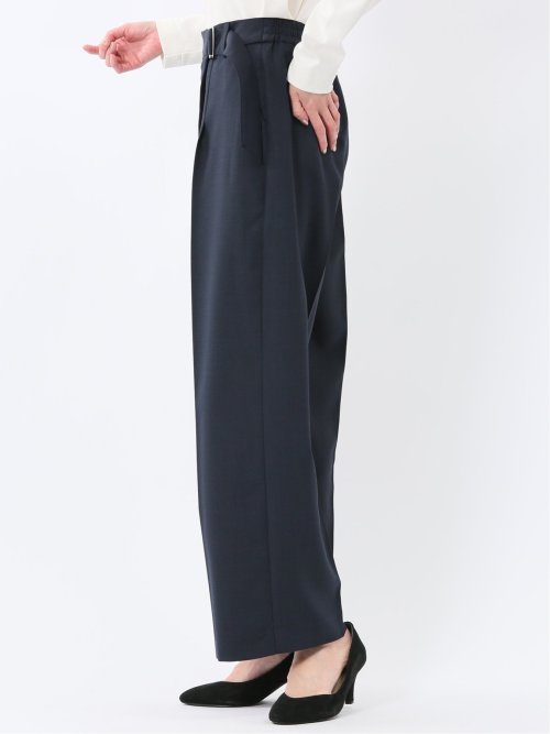 ストレッチ ウォッシャブル D管付き ラップ パンツ 紺