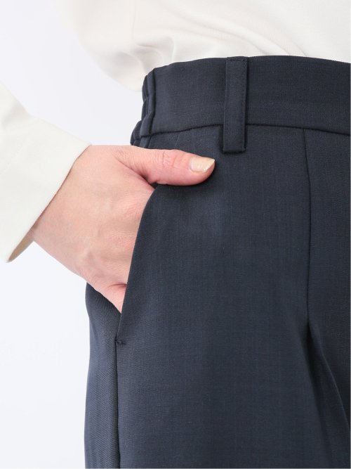 ストレッチ ウォッシャブル D管付き ラップ パンツ 紺
