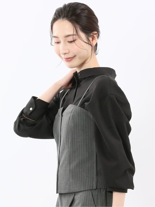 ストレッチウォッシャブル ピンスト ビスチェ グレー(セットアップ可能)