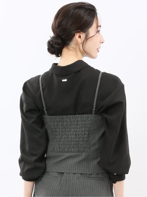 ストレッチウォッシャブル ピンスト ビスチェ グレー(セットアップ可能)