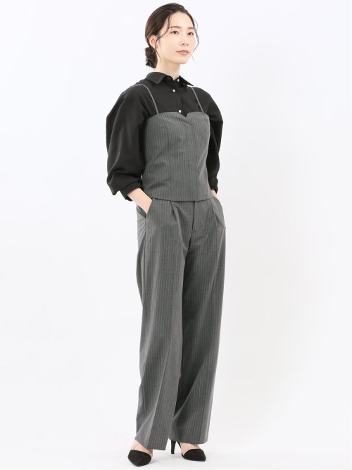 ストレッチウォッシャブル ピンスト ビスチェ グレー(セットアップ可能