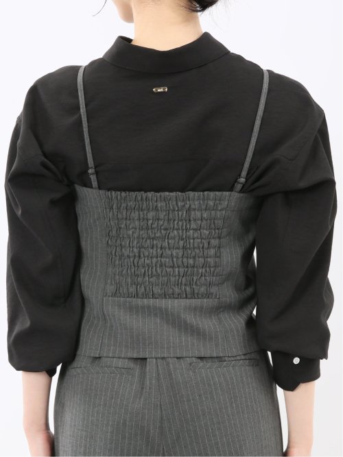 ストレッチウォッシャブル ピンスト ビスチェ グレー(セットアップ可能)